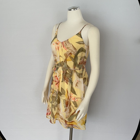 NWOT WHBM Yellow Tropical Print Slip Dress Size 0 - Picture 5 of 15